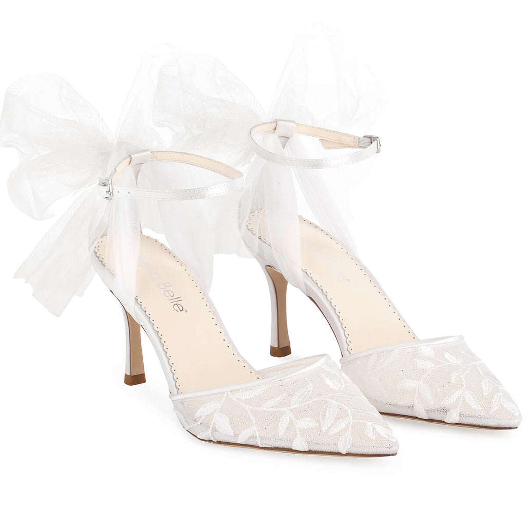 Joselyn Wedding 3 Inch Ankle Strap Tulle Bow Wedding