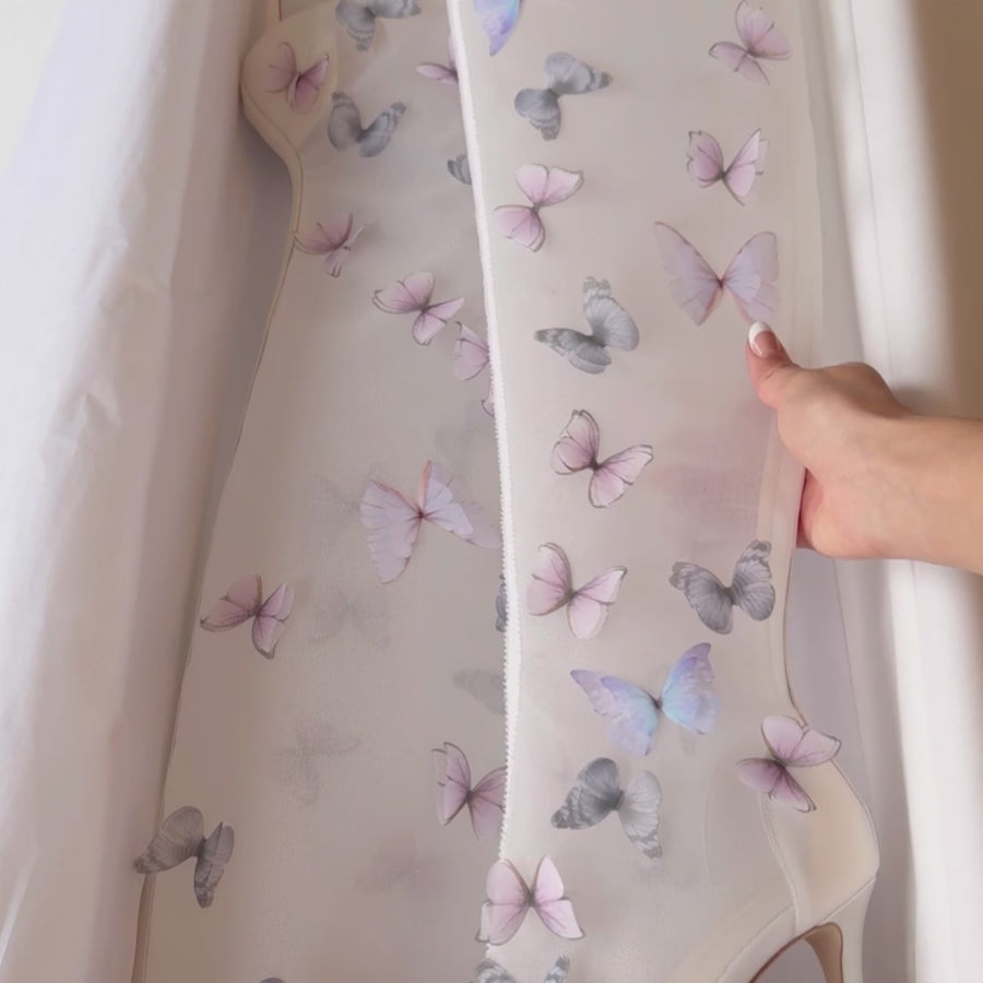 Bella Belle Avery Ivory Viral Butterfly Over The Knee High Boots