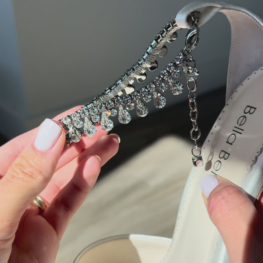 bella belle Marion Crystal Anklet Block Heels