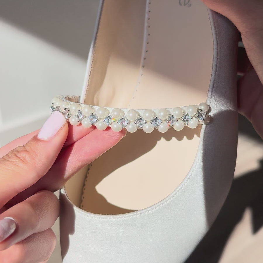 Bella Belle Lucy Pearl & Crystal Low Block Heels