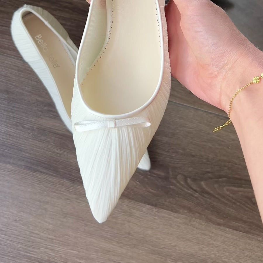 Amelia Ivory Pleated Silk Crepe Ivory Wedding Shoes