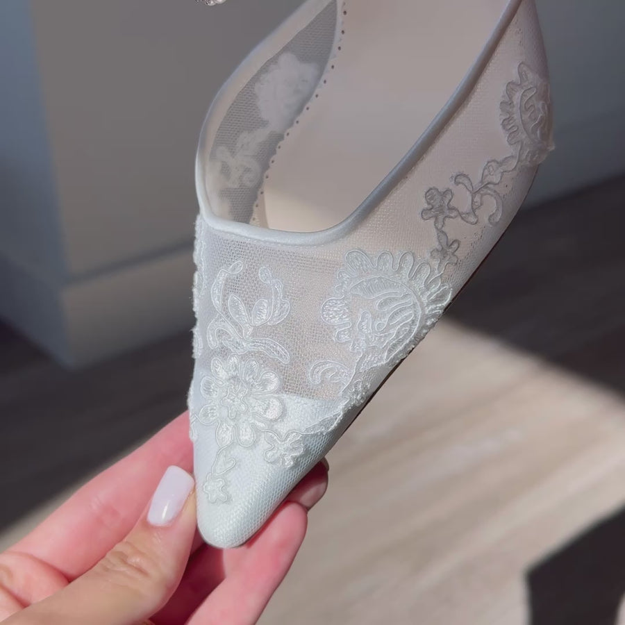 Daniela Lace Slingback Bridal Heels