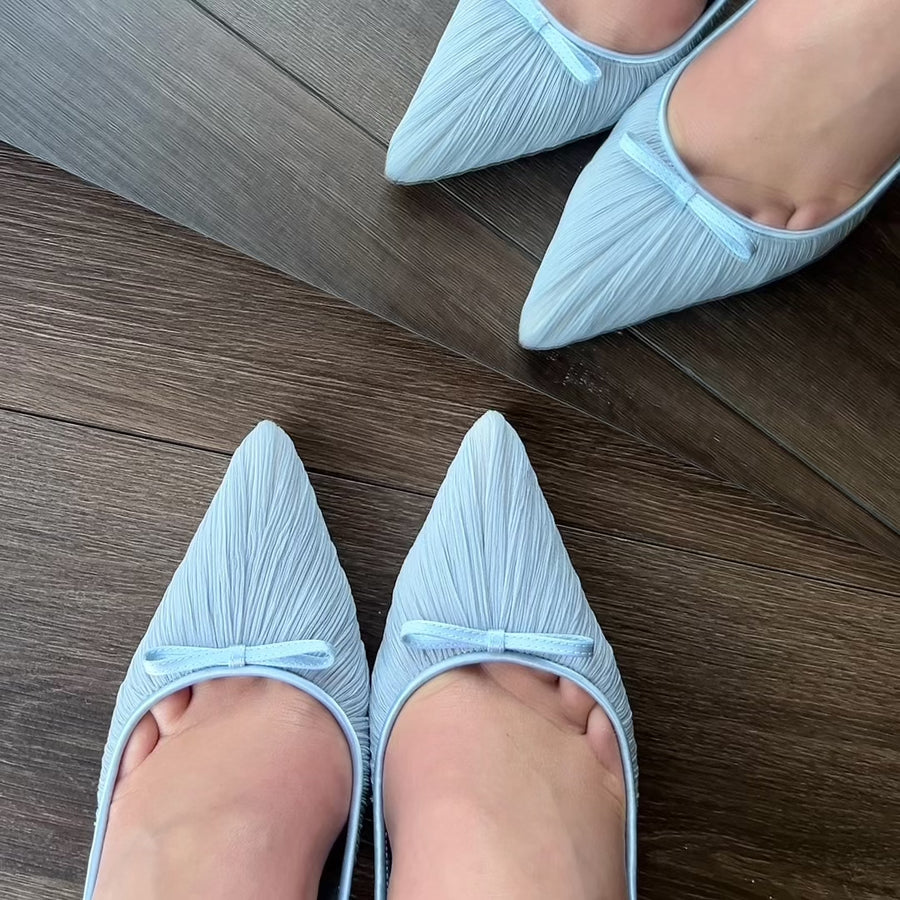Amelie blue Pleated Silk Crepe Something Blue Wedding Shoes 