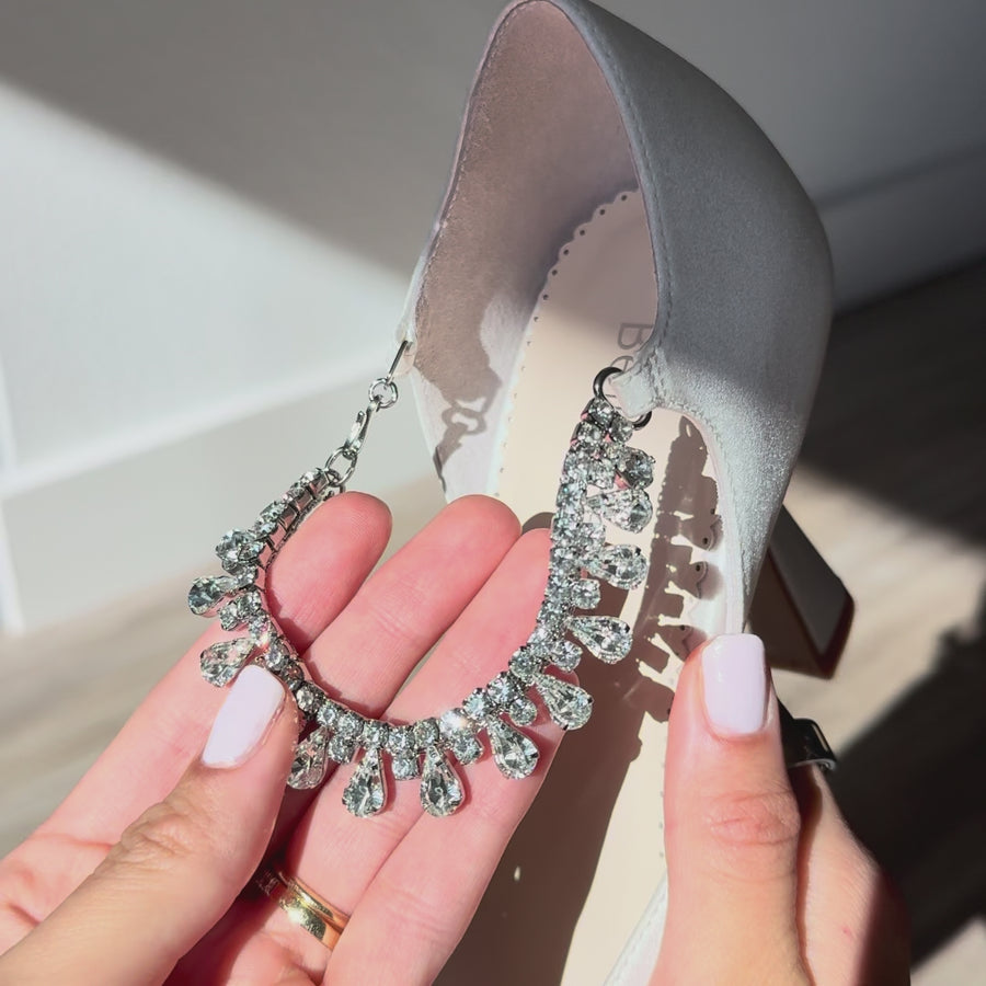 Bella Belle Regina Silk Bridal Pumps with Crystal Ankle Strap