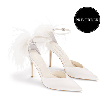tate Feather Detail Statement Wedding Shoes
