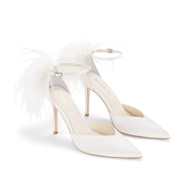 tate Feather Detail Statement Wedding Shoes
