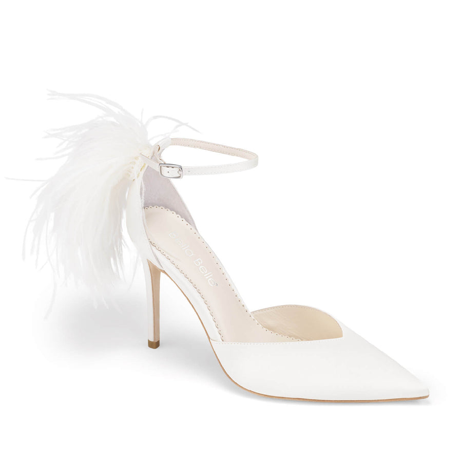 tate Feather Detail Statement Wedding Shoes