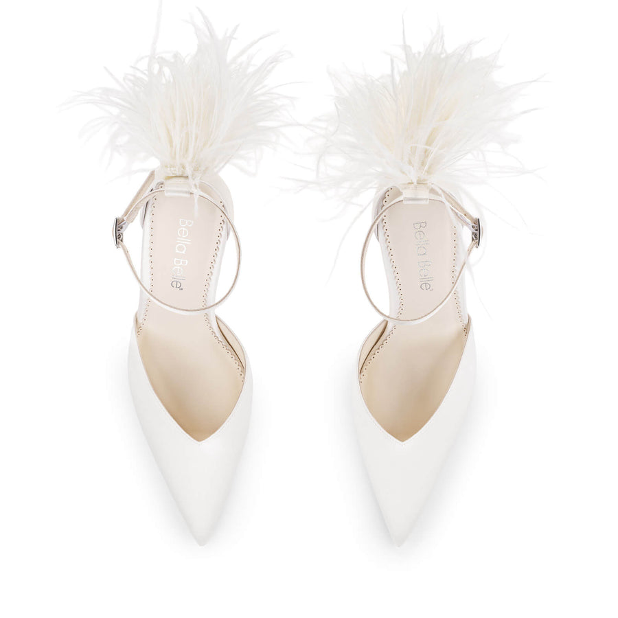 tate Feather Detail Statement Wedding Shoes