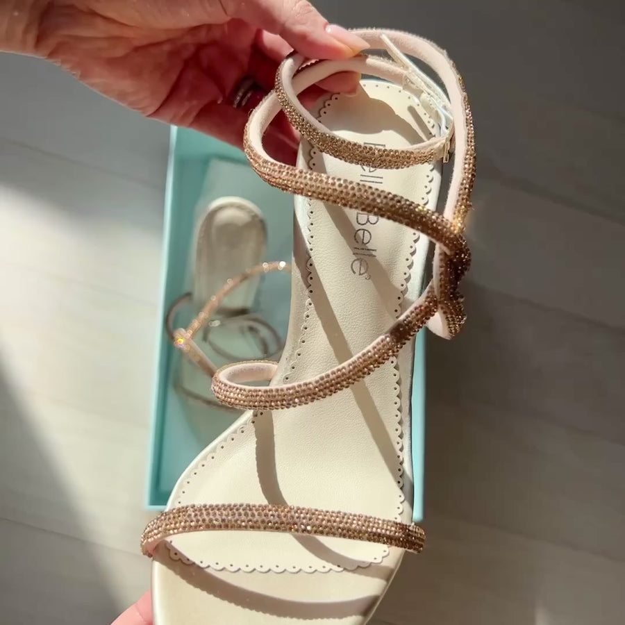 Bella Belle Teagan Crystal Rope Gold Strappy Heels