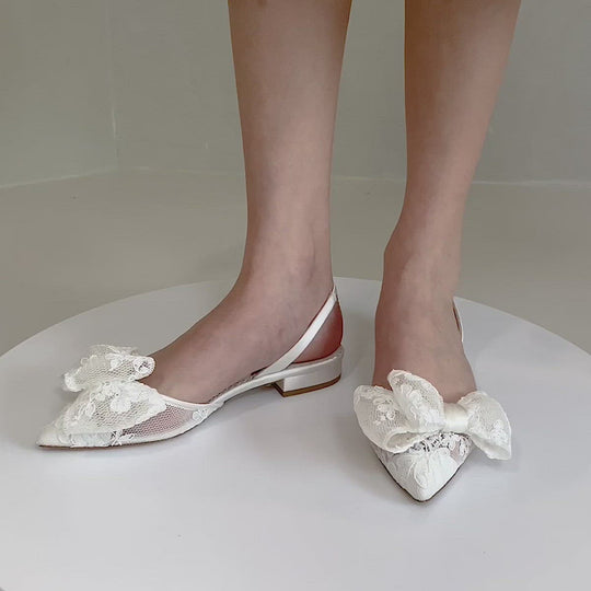 Bella Belle Shoes Fiorella Lace Bow Slingback Flat