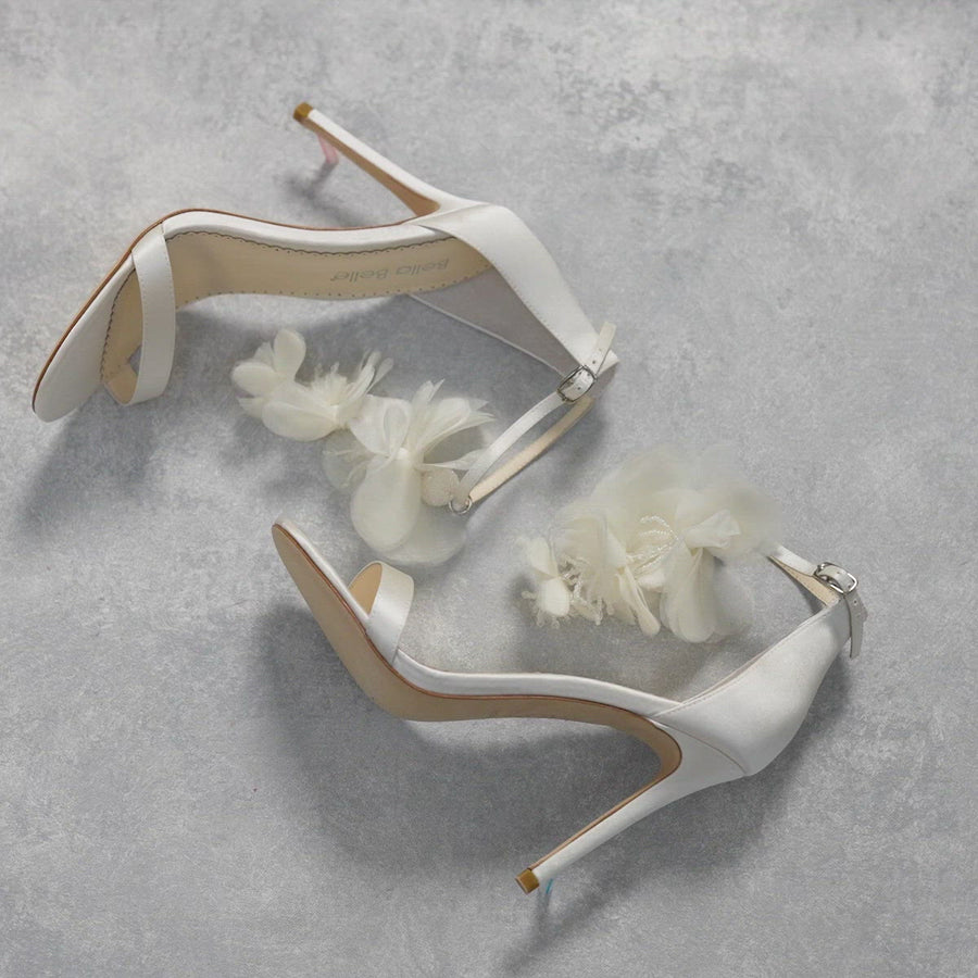 Bella Belle Shoes Wisteria Chiffon Flower Drape Ankle Strap Heels
