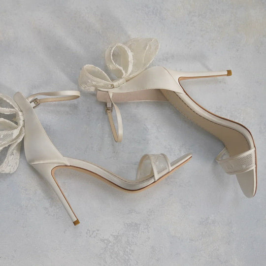 Bella Belle Shoes Leila Lace Bow Wedding Shoes with Stiletto Heel