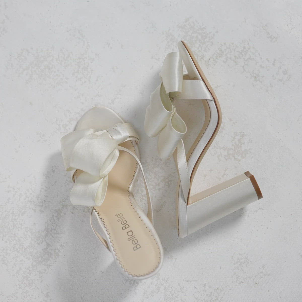 Bella Belle Shoes Izzy Ivory Tall Block Heel with Bow