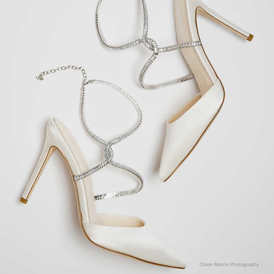 Bella Belle Sidney Ivory Crystal Strappy Heels