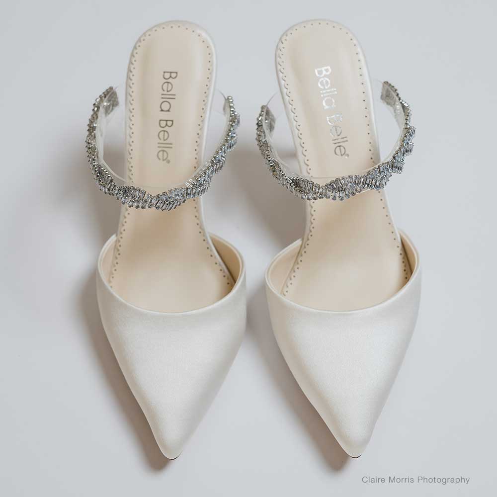 Bridal Mules with Crystal Strap