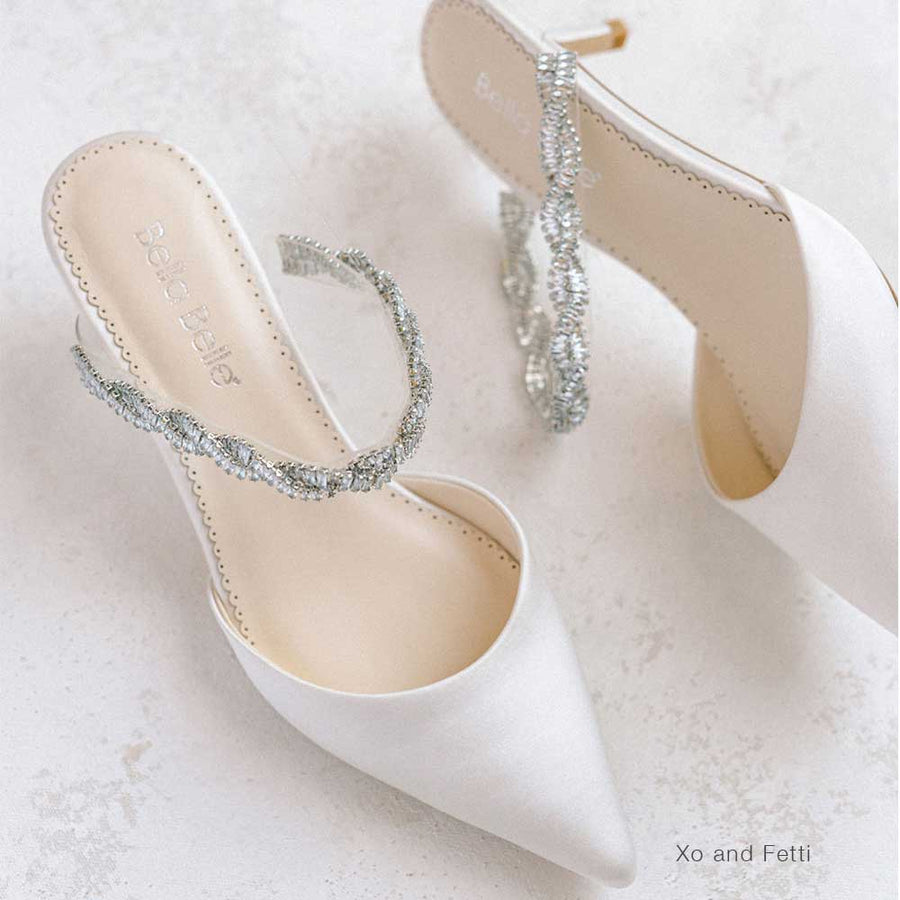 Bella Belle Wren Crystal Braid Kitten Heel Mules