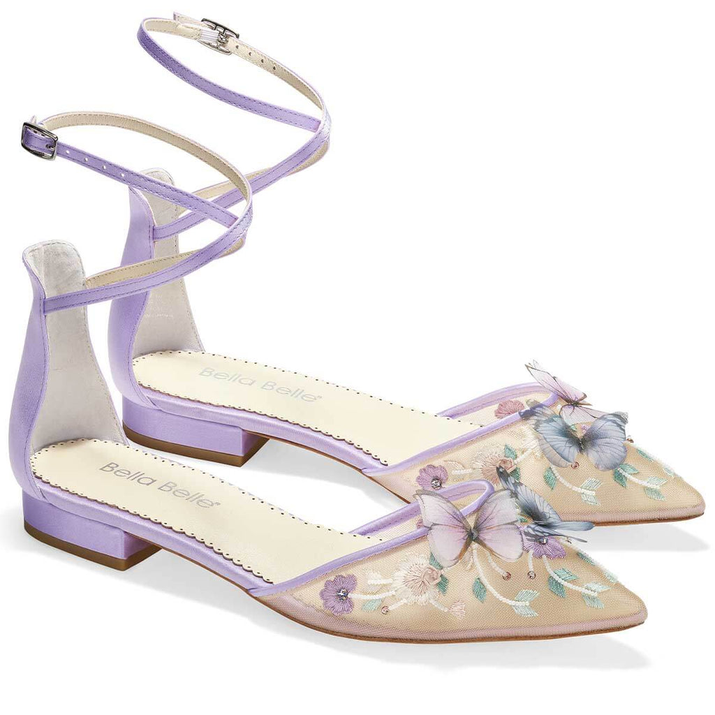 Bella Belle Everly Wedding Shoes - Lavender Garden Party Butterfly Flats