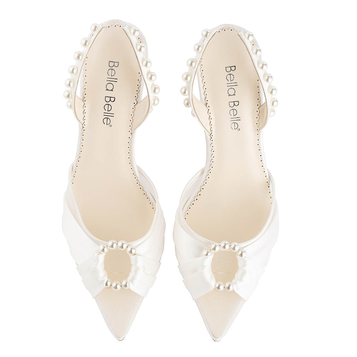 Ivory Pearl Slingback Heels with Satin Bound Pearl Ring