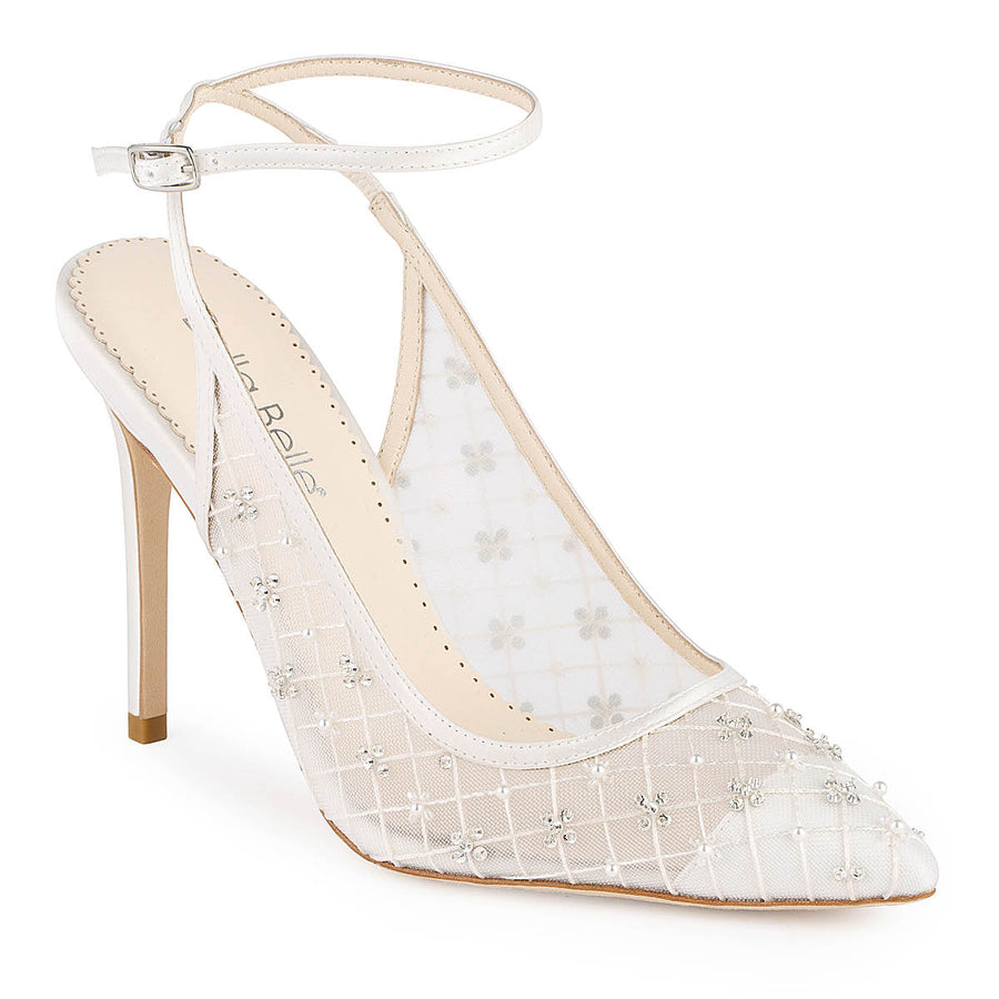 Bella Belle Kennedy Mesh Quilted Heels with Crystals and Pearls