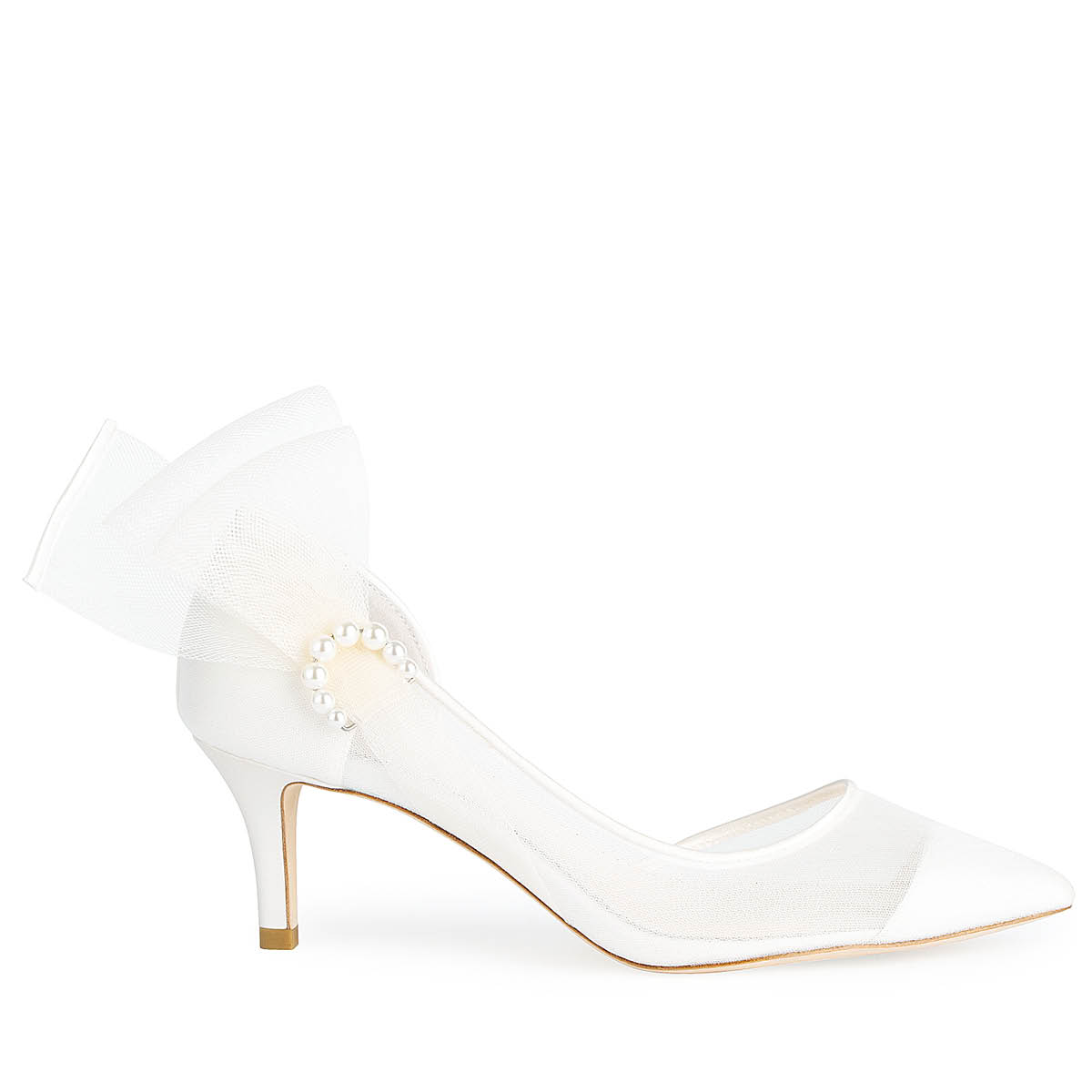 Pearl Accent Closed Toe Ivory Heels for Brides Bella Belle