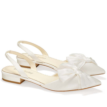 Bella Belle Reilly Slingback D’Orsay Bridal Flats with Bow