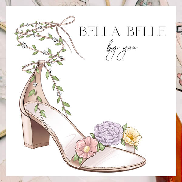 Bella Belle Shoes Ella Blush Bridal Block Heels with Chiffon Flowers