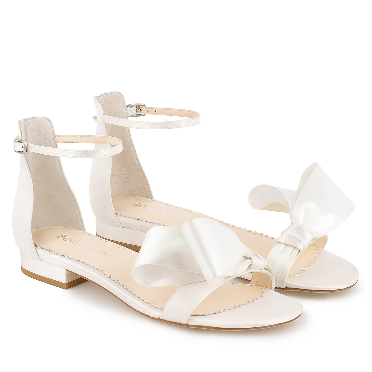 Bella Belle Shoes Zora Open Toe Bridal Flats With Silk Bow