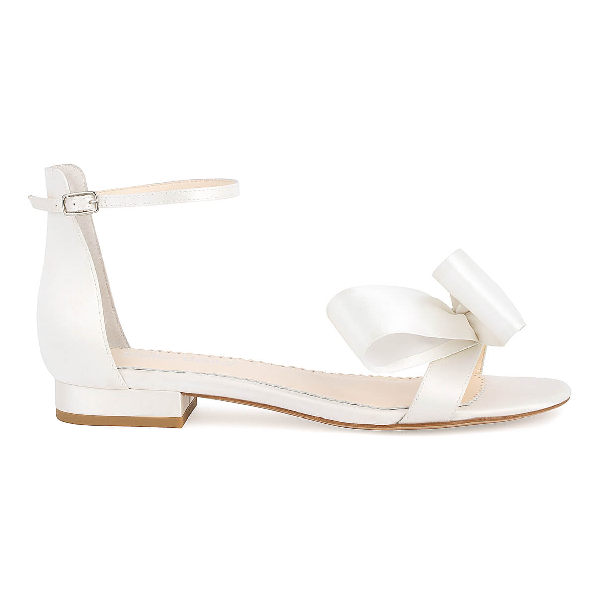 Bella Belle Shoes Zora Open Toe Bridal Flats With Silk Bow