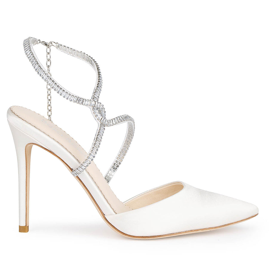 Bella Belle Sidney Ivory Crystal Strappy Heels