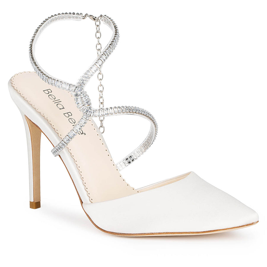 Bella Belle Sidney Ivory Crystal Strappy Heels
