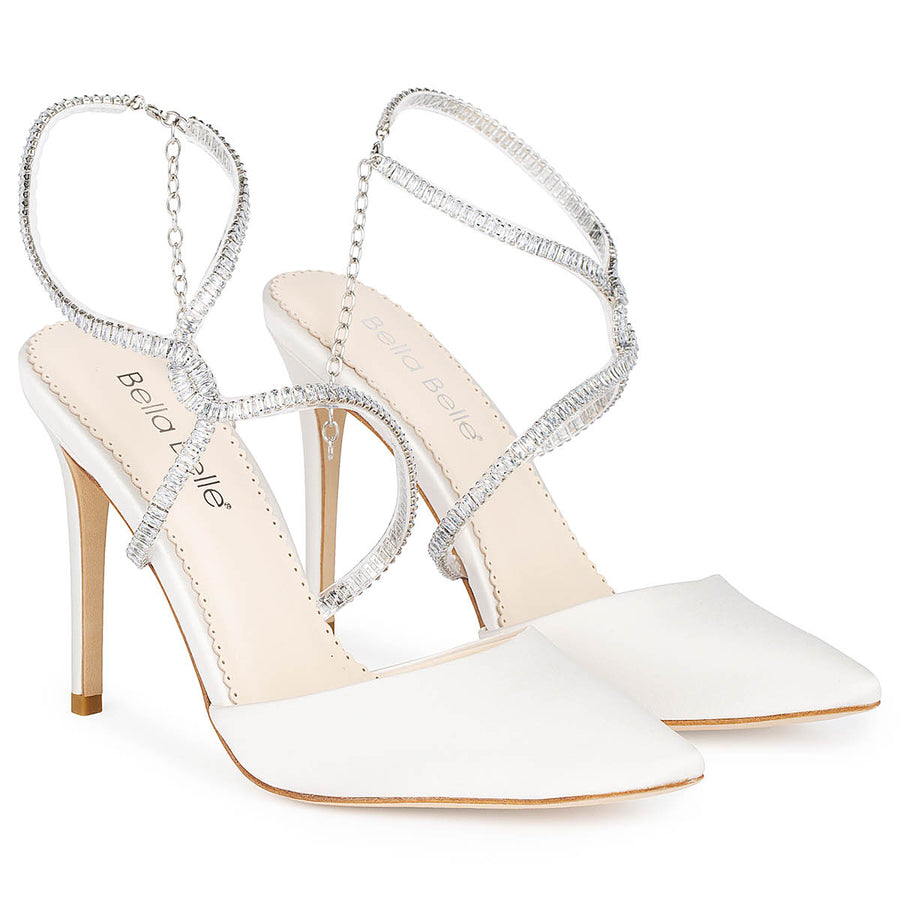 Bella Belle Sidney Ivory Crystal Strappy Heels