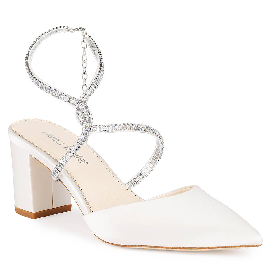 Bella Belle Skylar Block Crystal Bridal Shoes Block Low Heel