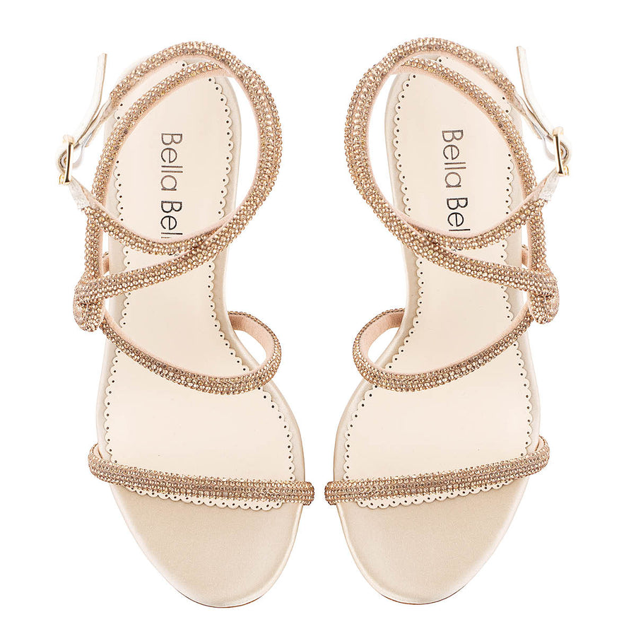 Bella Belle Teagan Crystal Rope Gold Strappy Heels