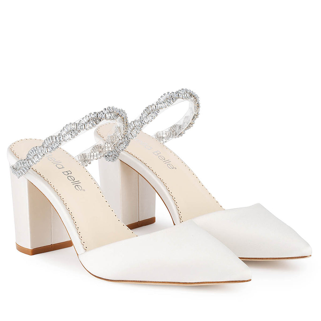 Bella Belle Weslyn Wedding Shoes - Bridal Mules with Crystal Strap