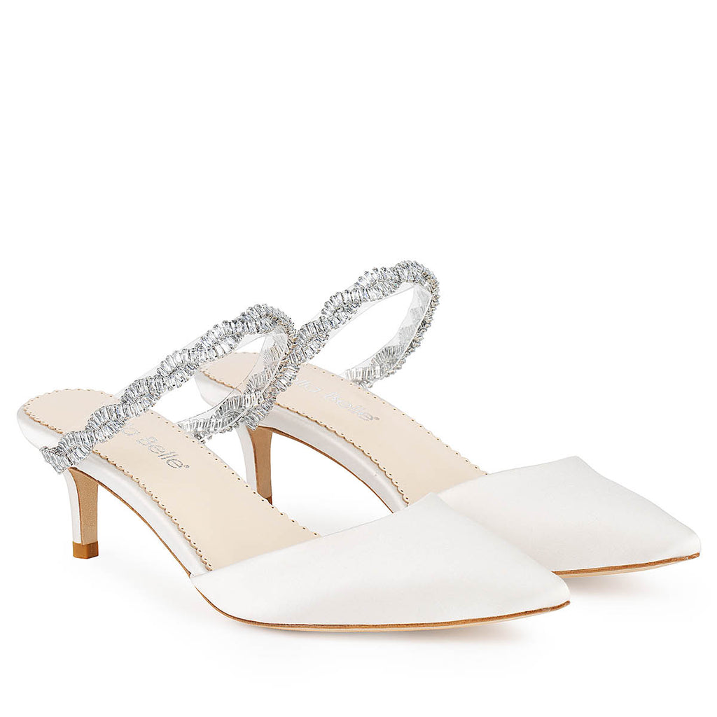 Wren Wedding Low Heel Bridal Mules Crystal Straps