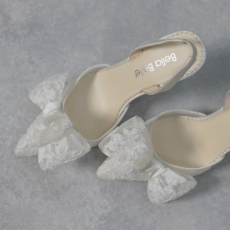 Bella Belle Shoes Francesca Lace Bow Slingback Heel