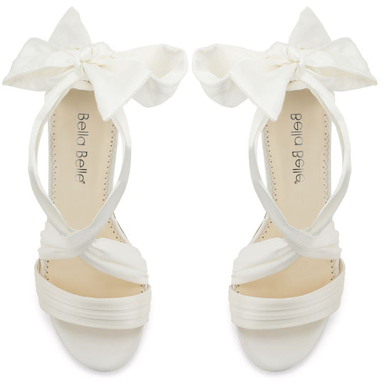 Bella Belle Shoes Kelly Open Toe White Ribbon Heels for Weddings