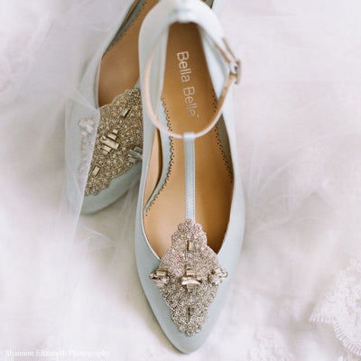 Art Deco Wedding Shoes, Annalise Blue: Vintage Bridal Heels