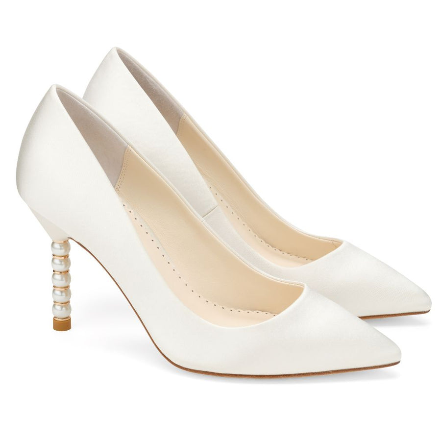 Bella Belle Shoes Audrey Ivory Pump with Pearl and Crystal Heel