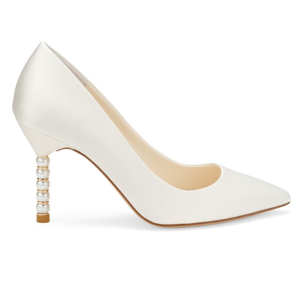 Bella Belle Shoes Audrey Ivory Pump with Pearl and Crystal Heel