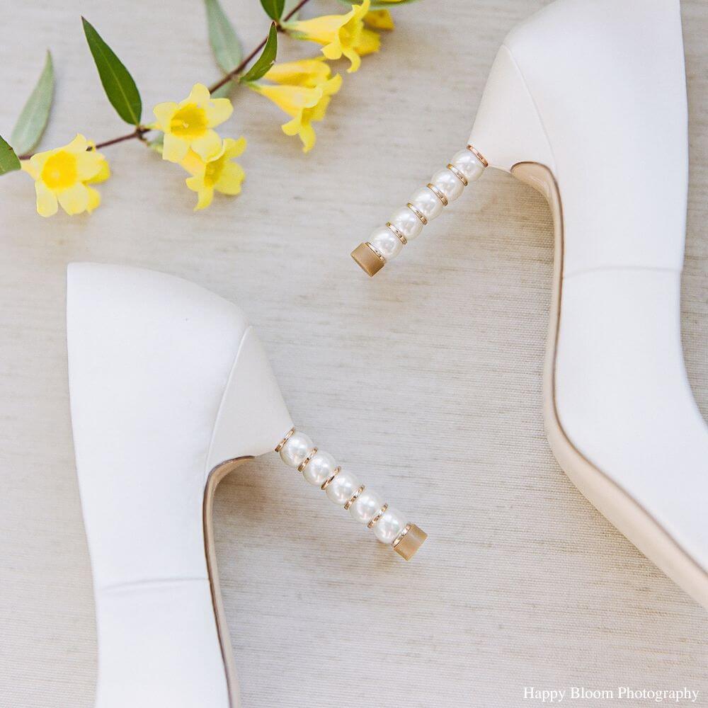 Bella Belle Shoes Audrey Ivory Pump with Pearl and Crystal Heel