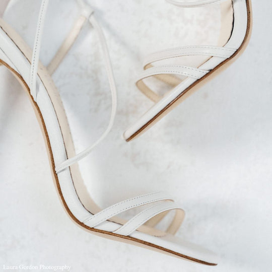 Bella Belle Shoes Blake Strappy Ivory Lace Up Heel Tie Sandals
