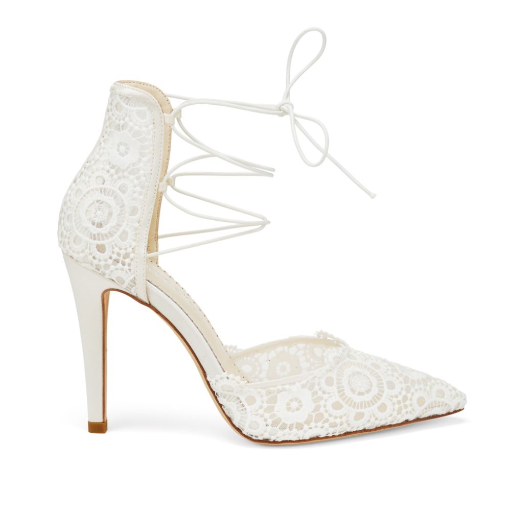 Bella Belle Shoes Cameron Lace Up Wedding Heels in Ivory