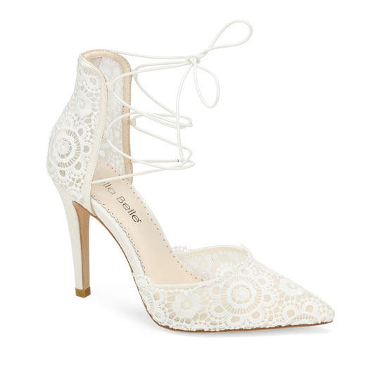 Bella Belle Shoes Cameron Lace Up Wedding Heels in Ivory