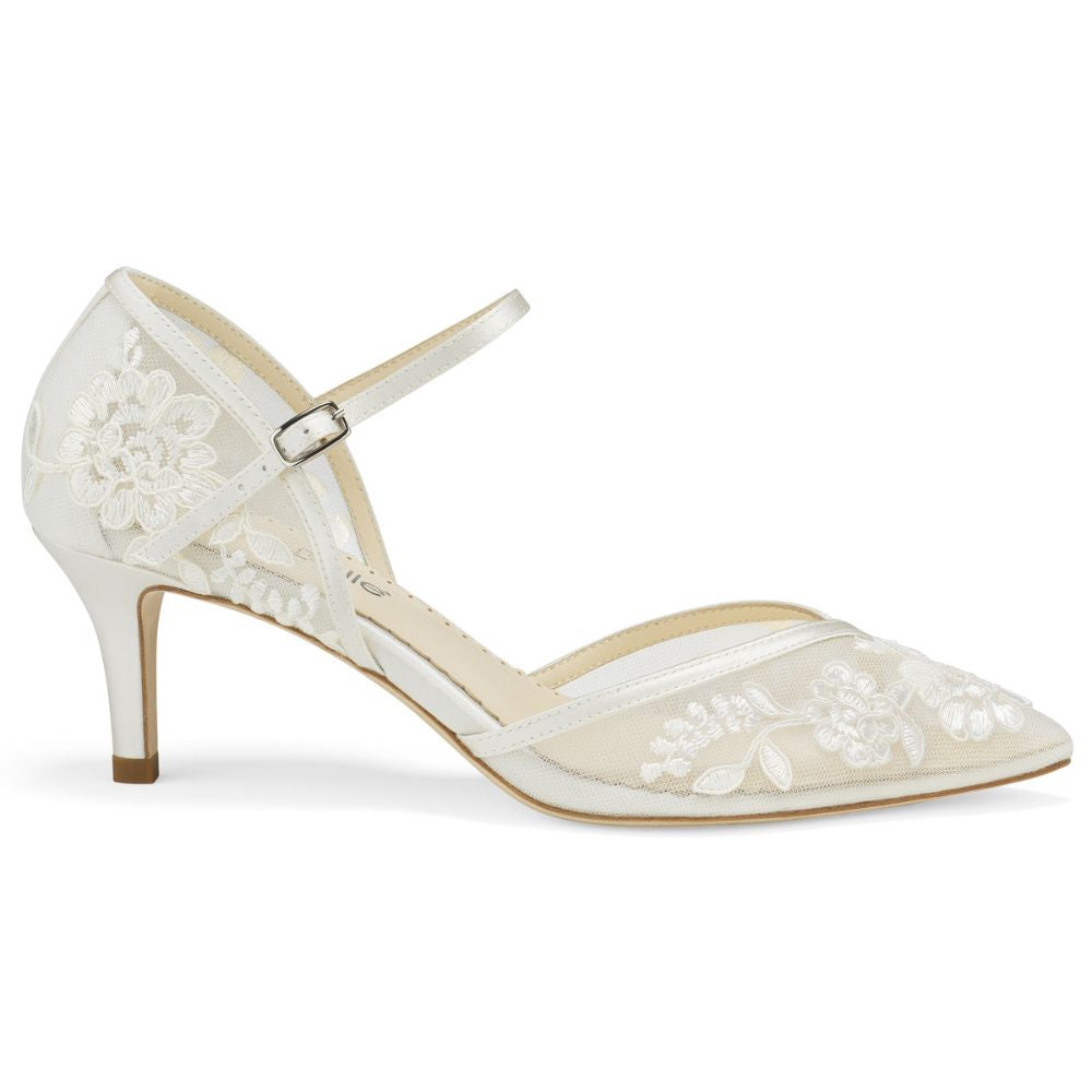 Bella Belle Shoes Candice Dorsay Ivory Lace Kitten Heel