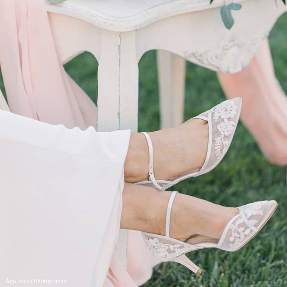 Bella Belle Shoes Candice Dorsay Ivory Lace Kitten Heel