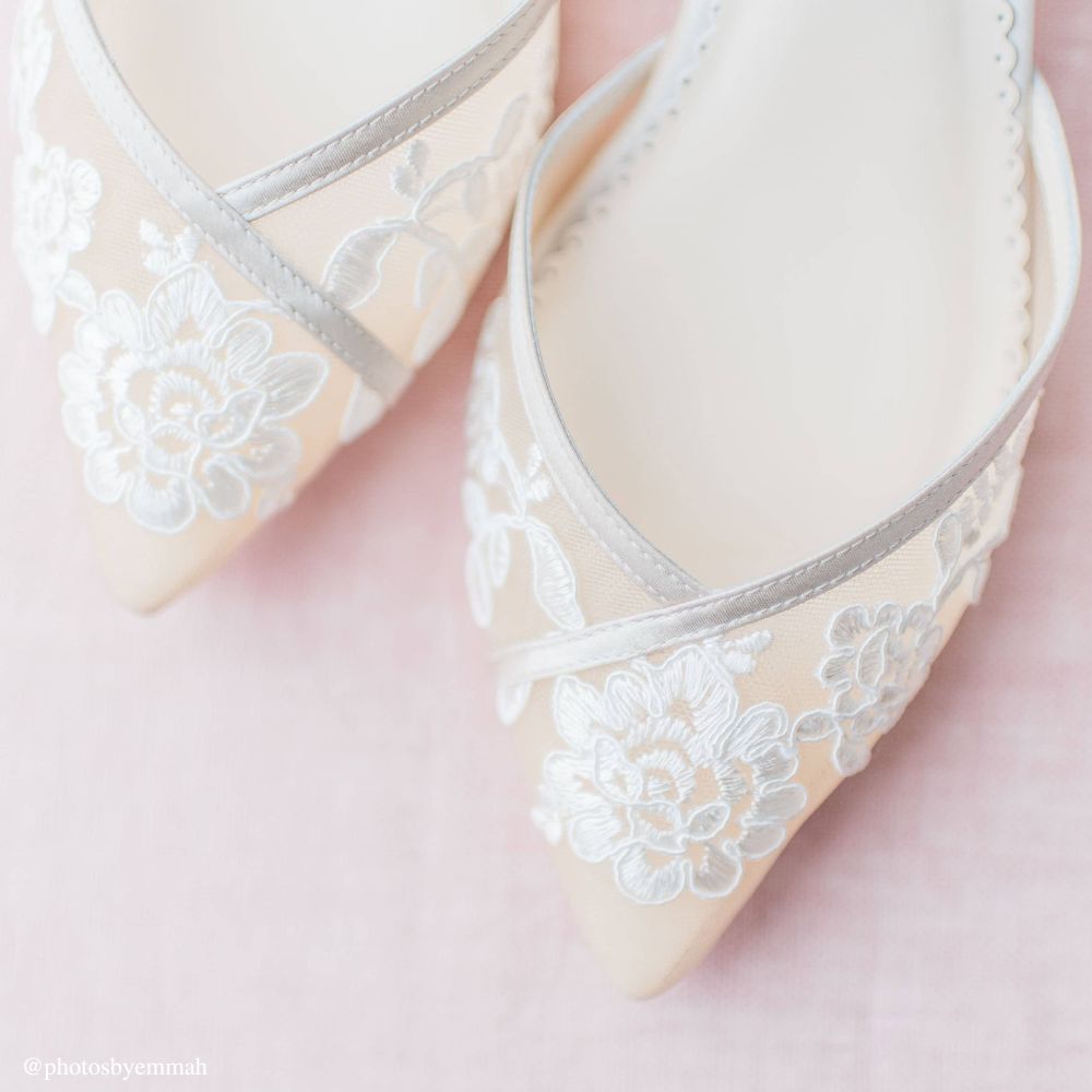 Bella Belle Shoes Celia Dorsay Nude Lace Wedding Flats