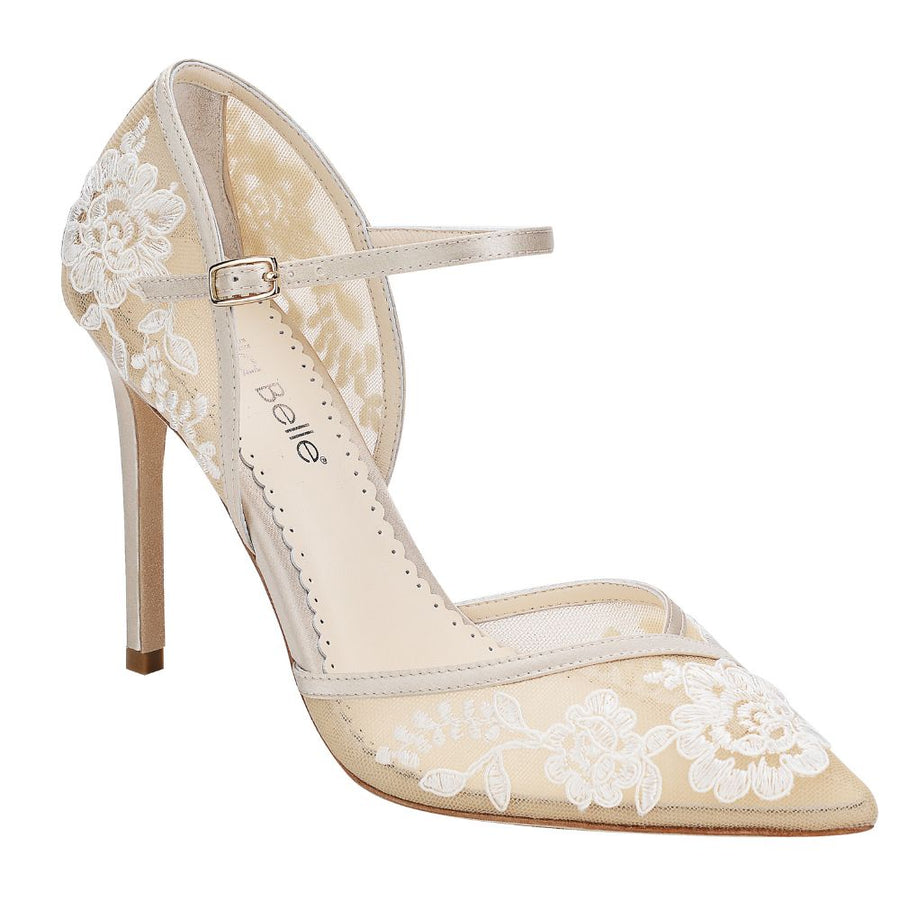 Bella Belle Shoes Claudia Dorsay Nude Lace Wedding Heel