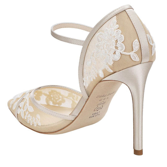 Bella Belle Shoes Claudia Dorsay Nude Lace Wedding Heel