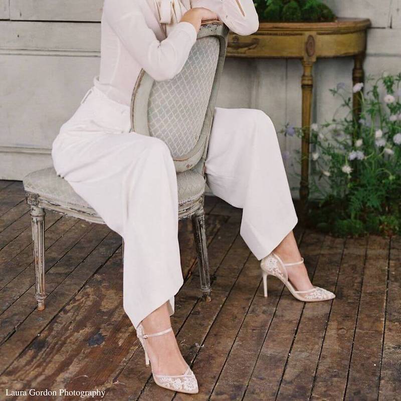 Bella Belle Shoes Claudia Dorsay Nude Lace Wedding Heel